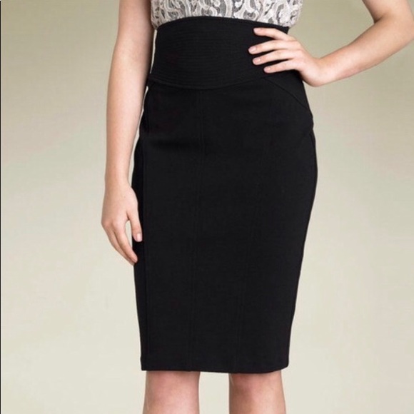 dvf high waisted fitted midi skirt